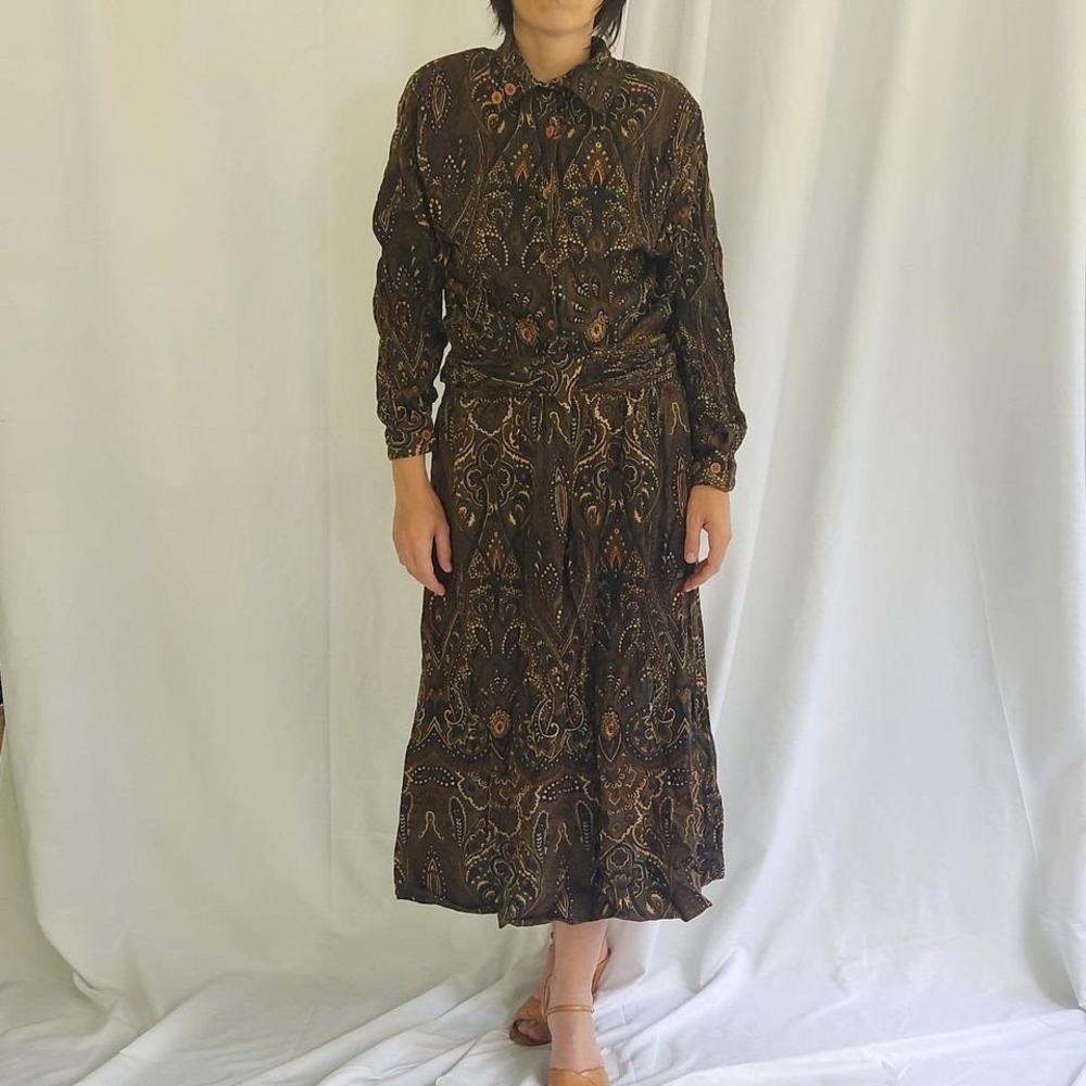 70s/80s Brown and Blue Top and Shirt Set